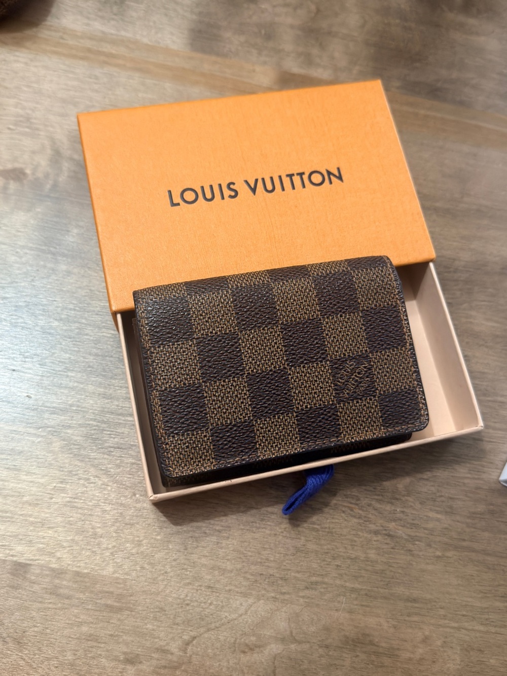 Louis Vuitton Damier Ebene Bi-Fold Card Case - Dark Brown